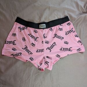 Juicy Couture Black and Pink Logo Pajama Shorts